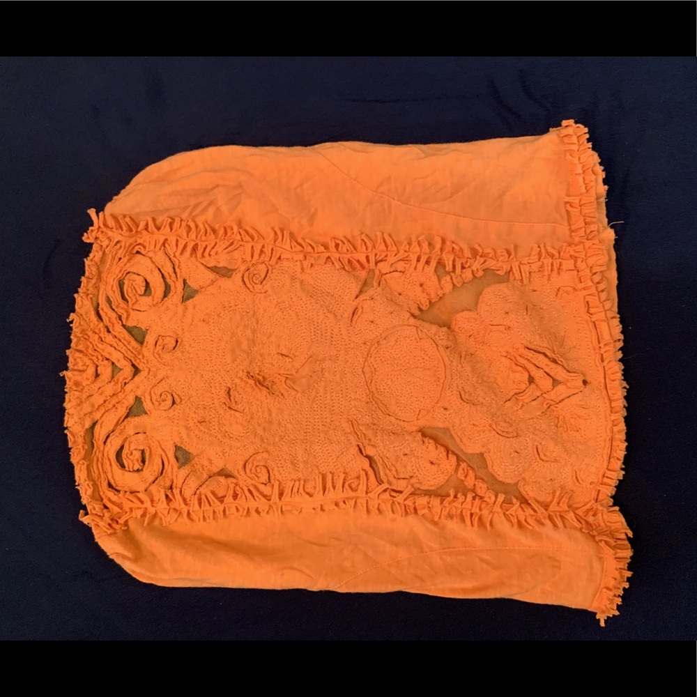 Free People Coral Top with mesh & crochet, M